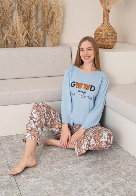 Pijama dama "GOOD ", Culoare bleu ,Engros